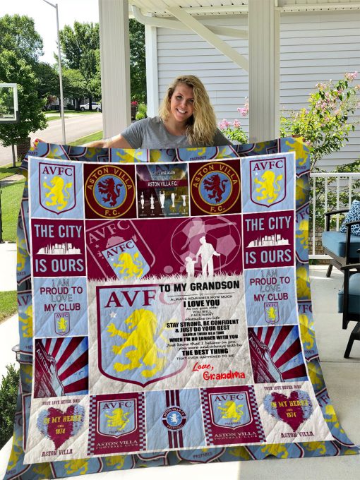 Aston Villa F.c – To My Grandson – Love Grandmom Quilt