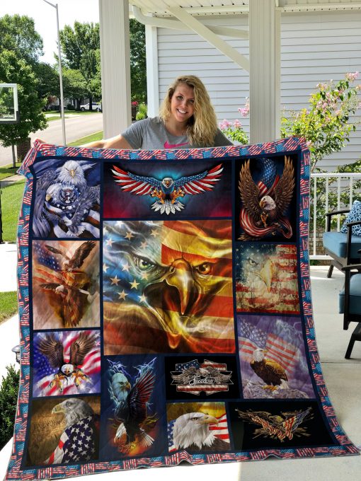 Bald Eagle American Flag Wind Quilt Blanket