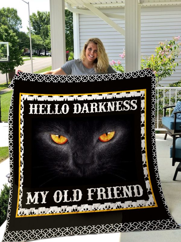 Cat Black Printed Blanket 09