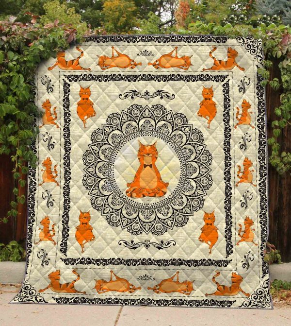 Cat Yoga Quilt Blanket 03