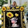 Cow And Sun Flower Blanket 01