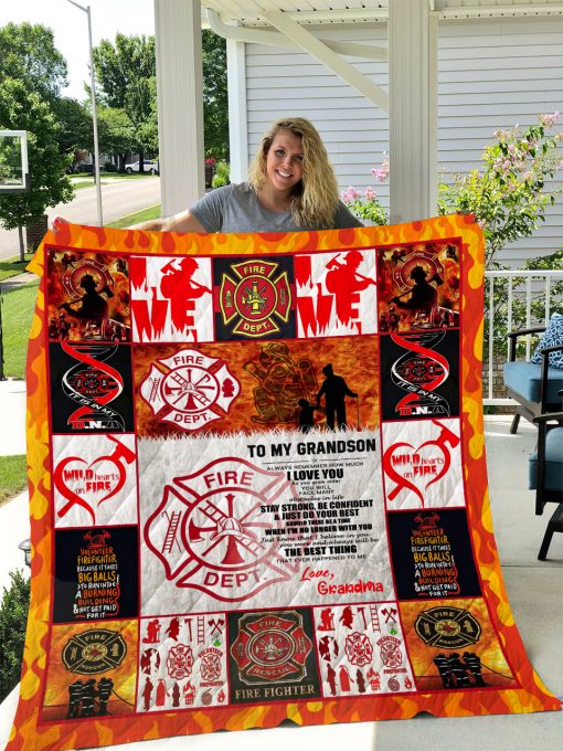 Firefighter – To My Grandson – Love Grandmom Quilt