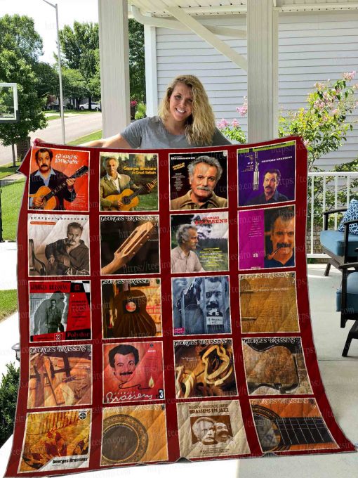 Georges Brassens Quilt Blanket 01