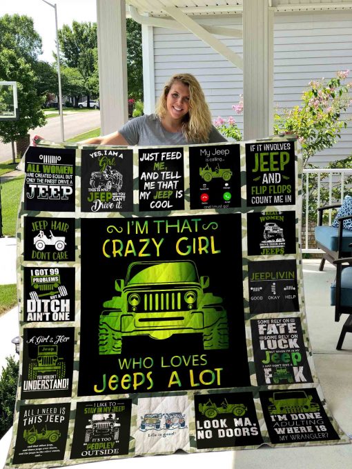 Jeep Girl  Quilt Blanket 07