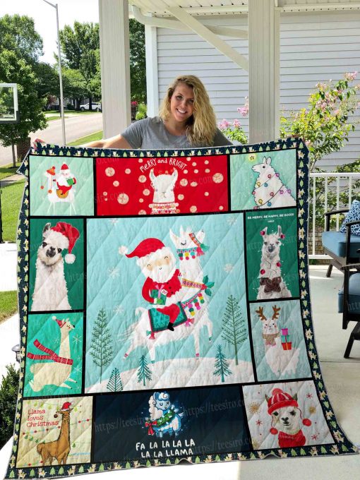 Llama Christmas Quilt Blanket 01