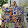 Mexican Talavera Tiles Quilt Blanket 01