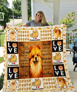 Pomeranian Dog Quilt Blanket I1d1