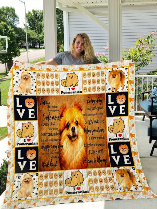 Pomeranian Dog Quilt Blanket I1d1