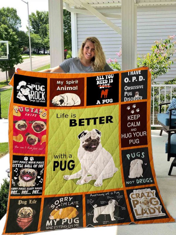 Pug Printed Blanket 01