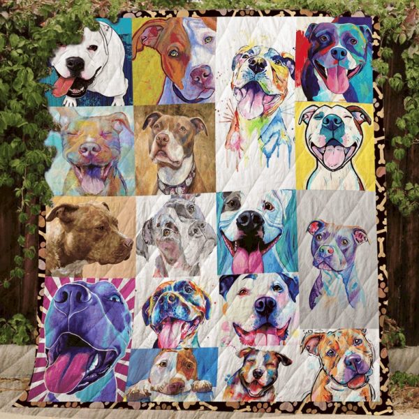 Quilt Blanket Cute Pitbull