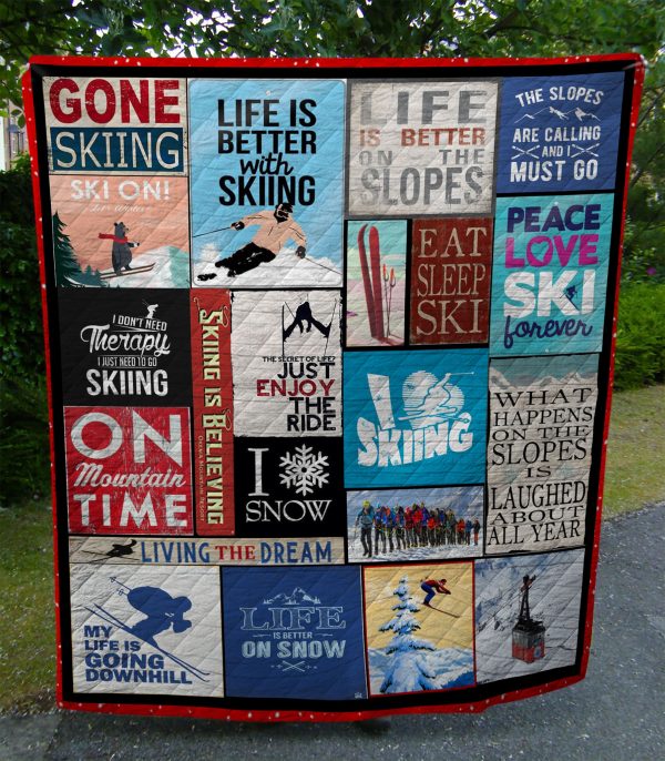 Skiing Quilt Blankets