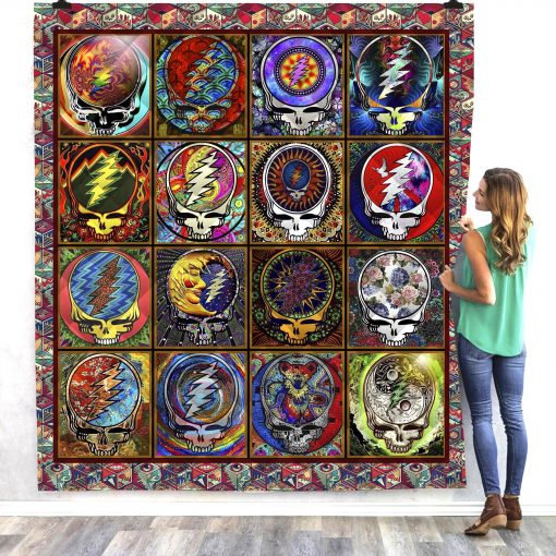 Skull Grateful Dead Steal Your Face Quilt Blanket N2906