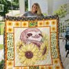 Sloth Sunflower Quilt Blanket 02