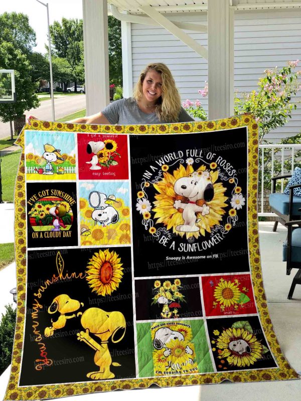 Snoopy+sunflower  Quilt Blanket 01