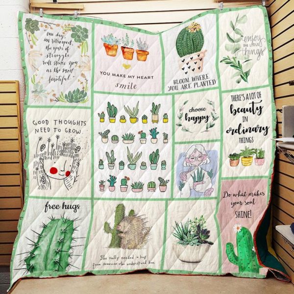 Succulents Plant Lover Quilt Blanket