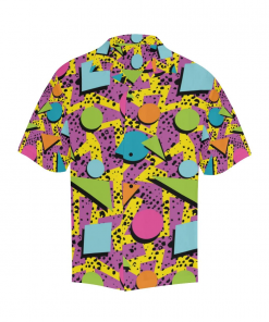 80s Geometric Pattern Print 80s Hawaiian Shirt