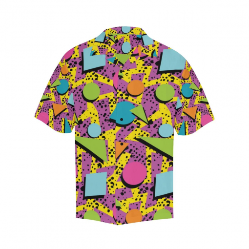 80s Geometric Pattern Print 80s Hawaiian Shirt