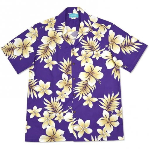 Beachcomber Purple Hawaiian Cotton Shirt Men Alohaz Clothing Violet 980