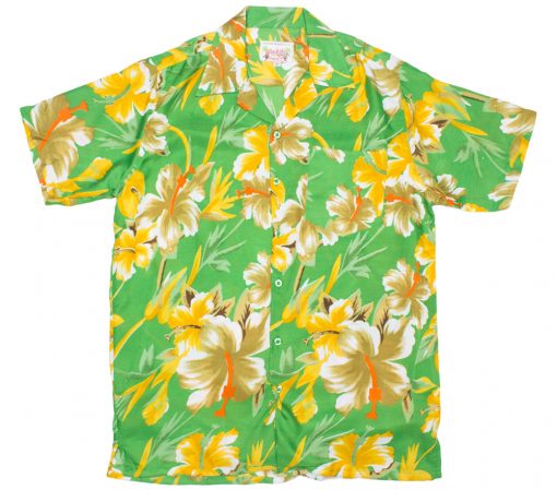 Big Flower Print Green Hawaiian Shirt