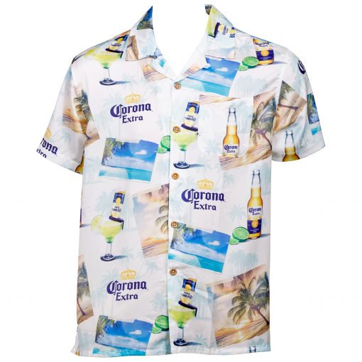 Corona Extra White Hawaiian Button Up Shirt