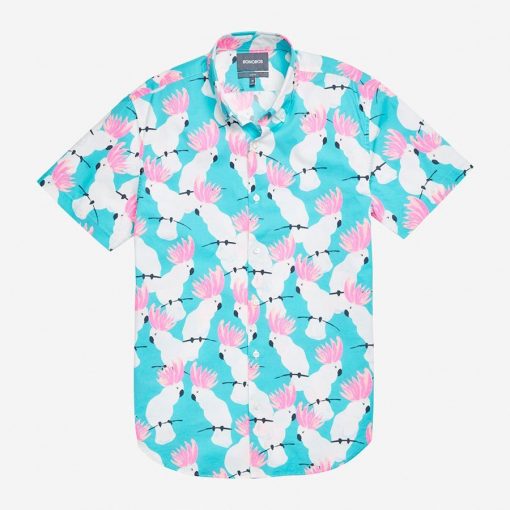 Cute White Parrots Pattern Hawaiian Shirt