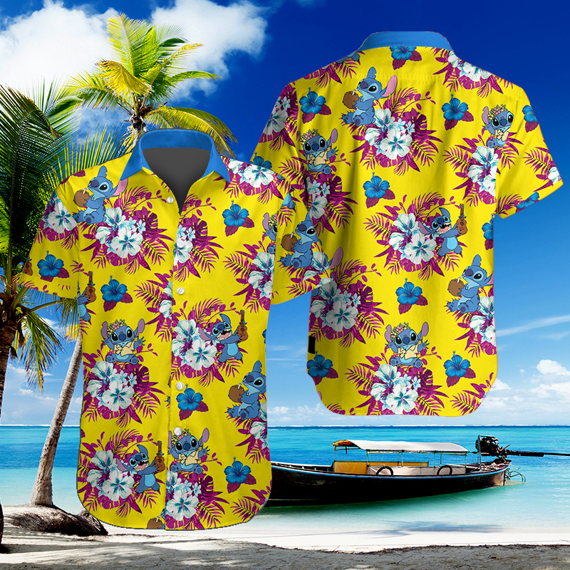 Disney Lilo And Stitch Yellow Hawaiian Shirt Pick A Quilt