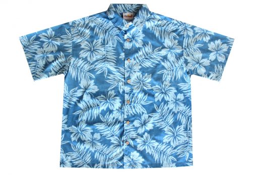 Distressed Blue Hawaiian Flowers Shirt