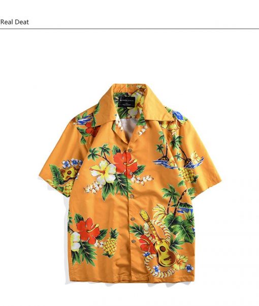 Flowers Print Hawaiian Shirt Casual Beach Summer Shirt For Men