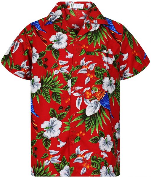 Funky Hawaiian Shirt Men Short Sleeve Hawaiian Print Cherry Parrots Party Flowers