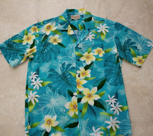 Hawaii Blue Plumeria Flowers Hawaiian Shirt