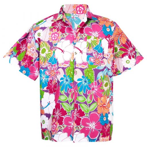 Hawaiian Shirt Aloha Cotton Colorful Flower Leisure Beach Holiday Ha908v