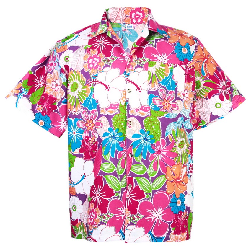 Hawaiian Shirt Aloha Cotton Colorful Flower Leisure Beach Holiday ...