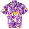 Hawaiian Shirt Aloha Cotton Plumeria Frangipani Beach Holiday Purple Hcd906v