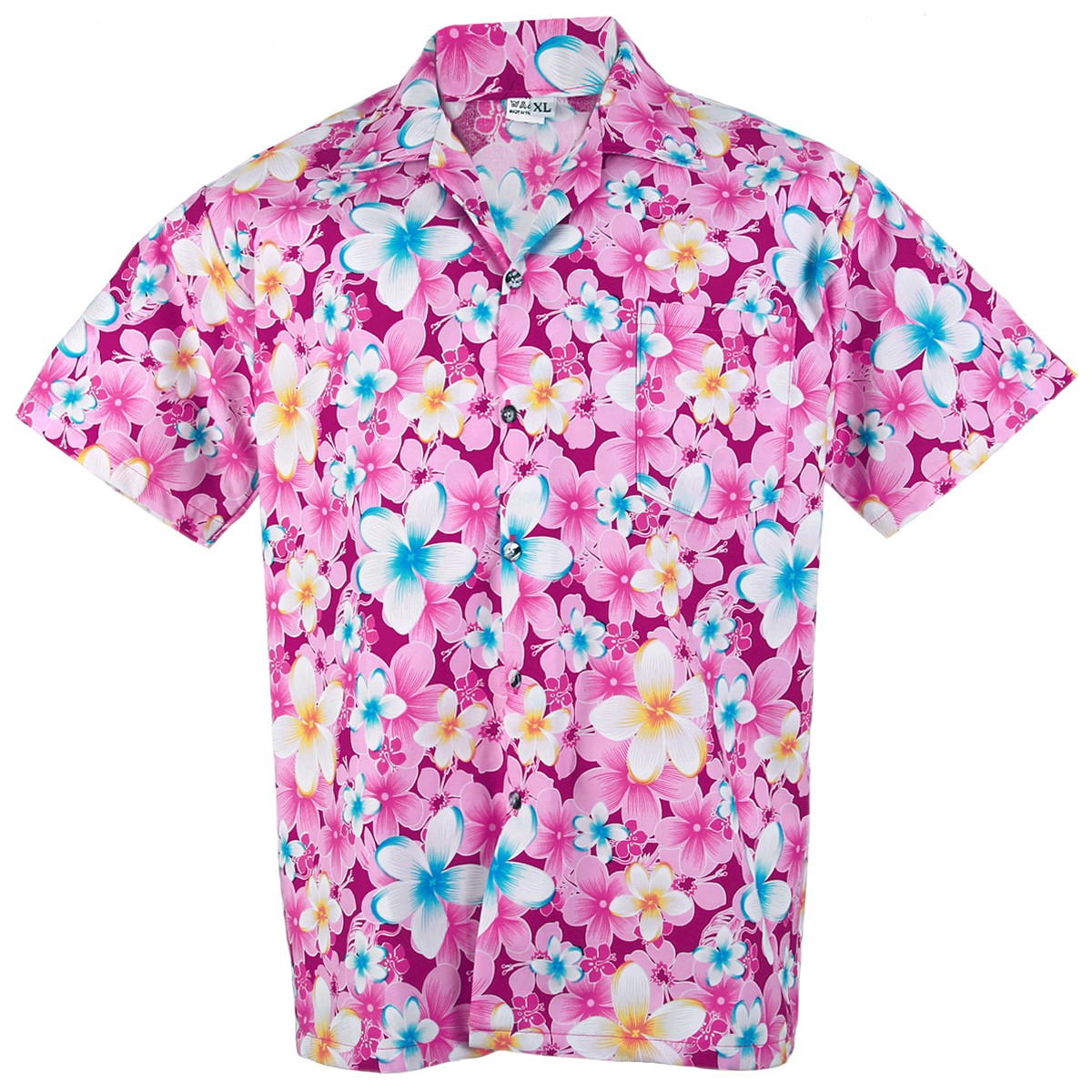Hawaiian Shirt Aloha Cotton Vivid Plumeria Frangipani Beach Pink - Pick ...