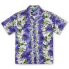 Hawaiian Shirt – White Ginger Garden Purple