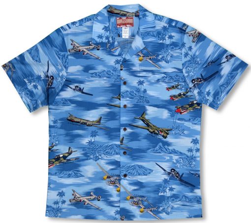 Kings Of The Sky Bombers Fighters Men's Airplane Hawaiian Shirt