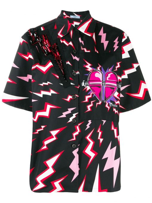 Lightning Bolt Heart Print Hawaiian Shirt