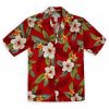 Men's Hawaiian Flowers Shirt Tahitian Magic Red