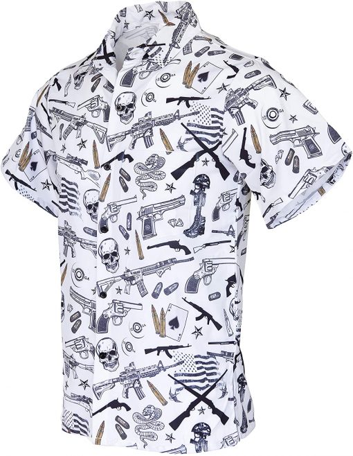 Men's Hawaiian Guns And Skulls Shirt