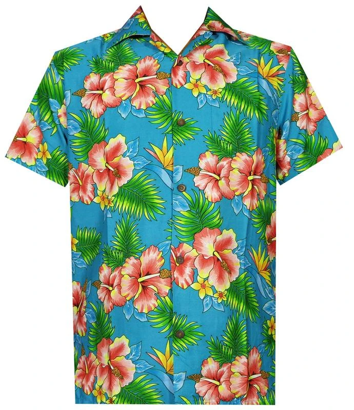Men's Hawaiian Shirt Hibiscus Flower Print Beach Party Aloha Camp ...