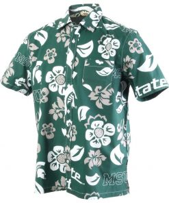 Men's Michigan State University Floral Shirt Button Up Beach Shirt