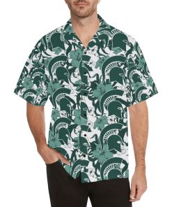Michigan State Spartans Hibiscus Pattern Hawaiian Shirt