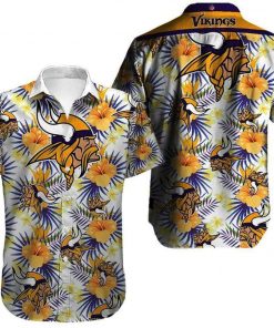 Minnsota Vikings Tropical Yellow Hibiscus Hawaiian Shirt