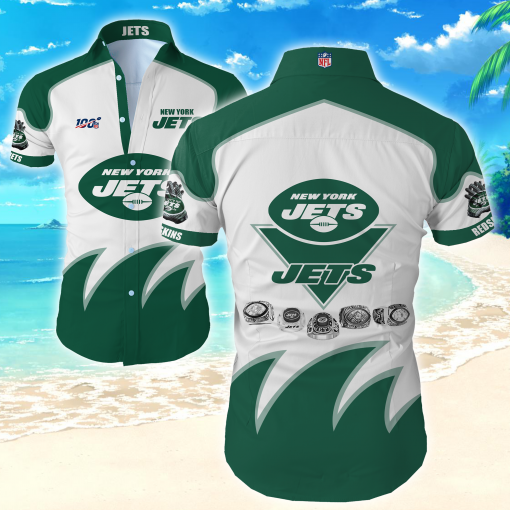 Nfl New York Jets Hawaiian Shirt Tropical Shirt Mens Floral Button Up Shirt