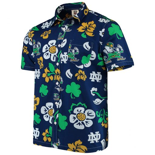 Notre Dame Fighting Irish Ncaa Mens Short Sleeve Floral Beach Hawaiian Shirt