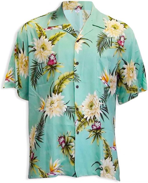 Ocean Teal Hawaiian Flowers Shirt