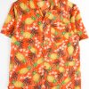 Orange Pineapple Floral Hawaiian Shirt