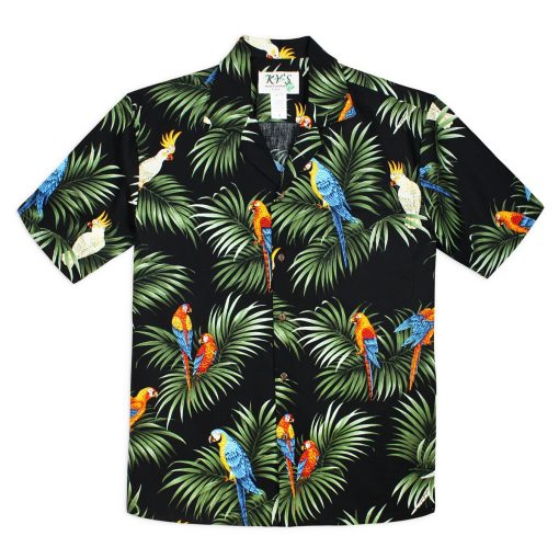 Parrot Party Tropical Black Hawaiian Shirt