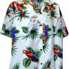 Parrot Party White Hawaiian Shirt
