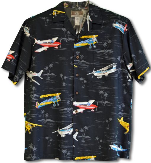 Piper Club Stearman Cessna Beechcraft Airplane Men's Cotton Blend Aloha Haiwaiian Shirt